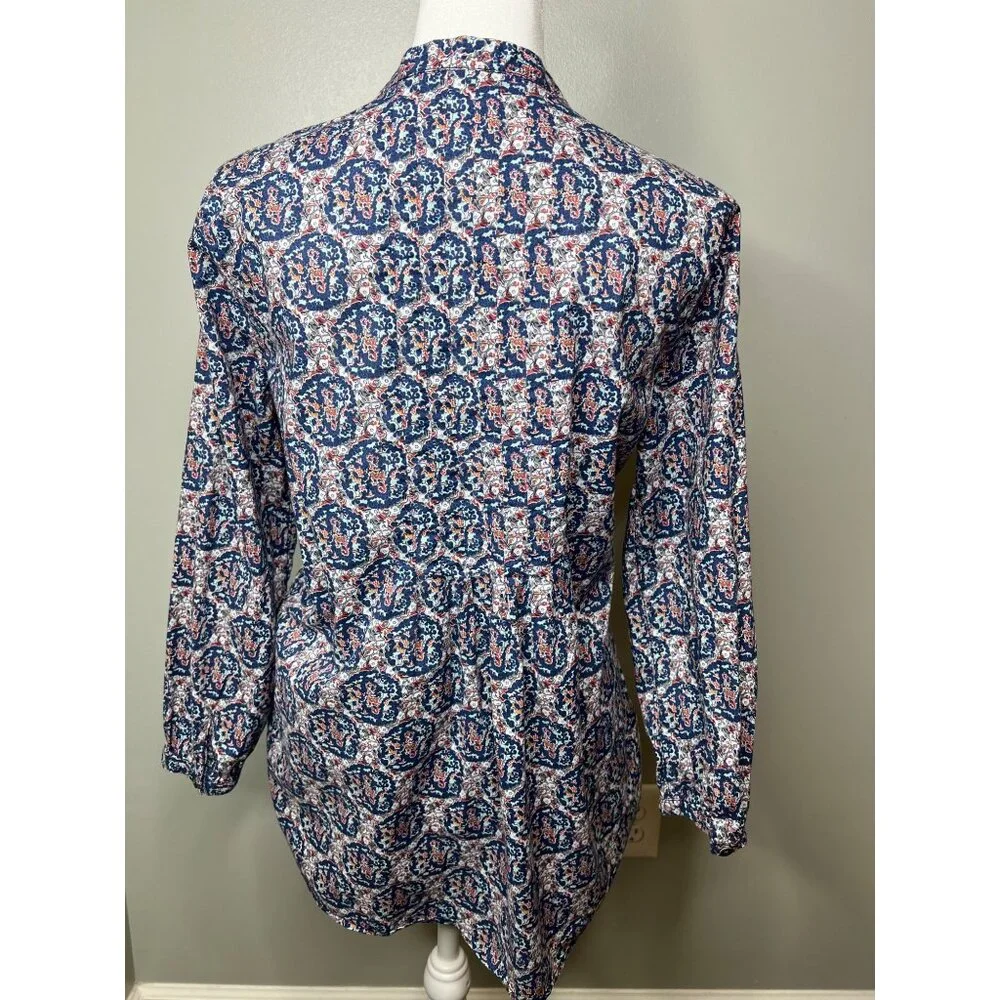 Lands End Womens Floral Pattern Button-Up Blouse Pleated Back Size 6 - Picture 4 of 11